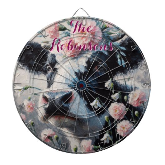 Holstein Koe Anjers Boerderij gepersonaliseerd Dartbord (Voorkant)