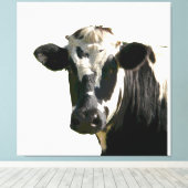 Holstein Koe Boerderij Animal Dairy Black & White Canvas Afdruk (Insitu (Houten vloer))