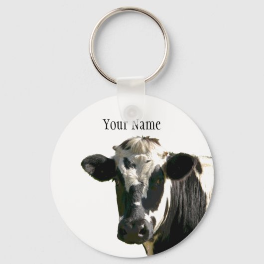 Holstein Koe Boerderij Animal Dairy Black & White Sleutelhanger (Voorkant)