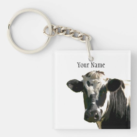 Holstein Koe Boerderij Animal Dairy Black & White Sleutelhanger (voorkant)
