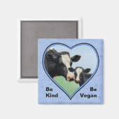 Holstein Koe & Calf Blue Heart Vegan Magneet (Voorkant / Achterkant)