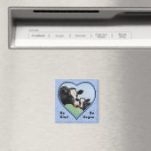 Holstein Koe & Calf Blue Heart Vegan Magneet (Insitu (Vaatwasser))