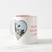 Holstein Koe & Calf Pink Heart Vegan Tweekleurige Koffiemok (Voorkant links)