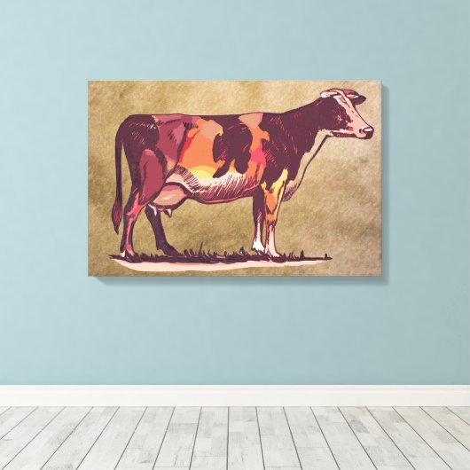 Holstein Koe Canvas Afdruk (Insitu (Houten vloer))