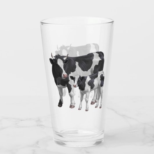 Holstein Koe & Cute Calf Glas (Achterkant)