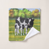 Holstein Koe & Cute Calf in zomerperiode Bad Handdoek (Wasdoekje)