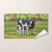Holstein Koe & Cute Calf in zomerperiode Bad Handdoek (Handdoek)