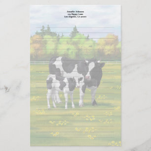 Holstein Koe & Cute Calf in zomerperiode Briefpapier