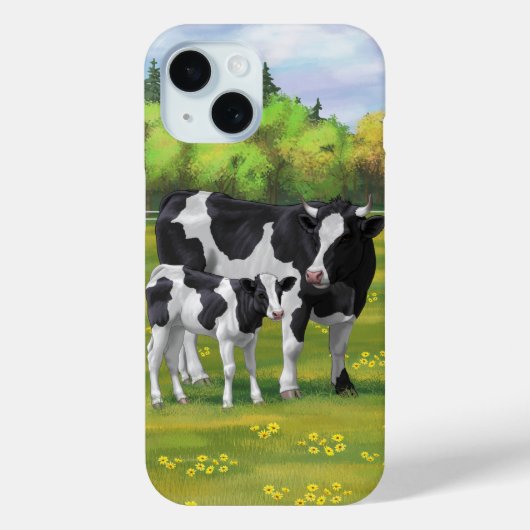Holstein Koe & Cute Calf in zomerperiode Case-Mate iPhone Case (Achterkant)
