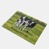 Holstein Koe & Cute Calf in zomerperiode Deurmat (Schuin)