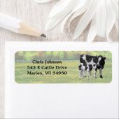 Holstein Koe & Cute Calf in zomerperiode Etiket (Insitu)