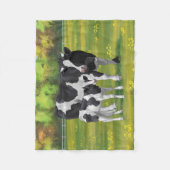 Holstein Koe & Cute Calf in zomerperiode Fleece Deken (Voorkant)