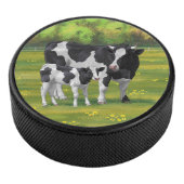 Holstein Koe & Cute Calf in zomerperiode Hockey Puck (3/4)