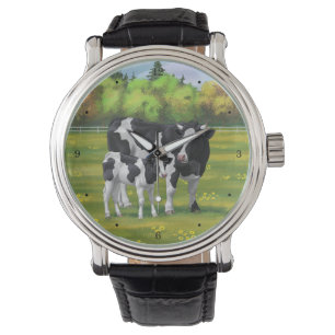 Holstein Koe & Cute Calf in zomerperiode Horloge