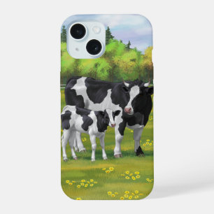 Holstein Koe & Cute Calf in zomerperiode iPhone 15 Case