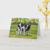 Holstein Koe & Cute Calf in zomerperiode Kaart (Gele Bloem)