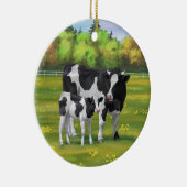 Holstein Koe & Cute Calf in zomerperiode Keramisch Ornament (Rechts)