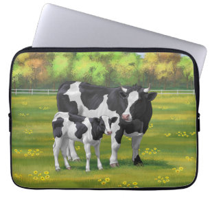Holstein Koe & Cute Calf in zomerperiode Laptop Sleeve