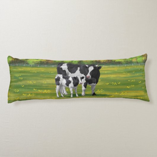 Holstein Koe & Cute Calf in zomerperiode Lichaamskussen (Achterkant)