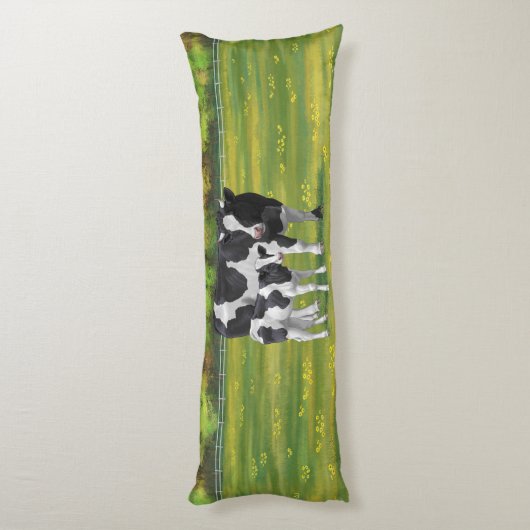 Holstein Koe & Cute Calf in zomerperiode Lichaamskussen (Achterkant (Verticaal))