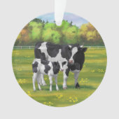 Holstein Koe & Cute Calf in zomerperiode Ornament (voorkant)