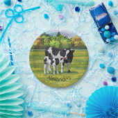 Holstein Koe & Cute Calf in zomerperiode Papieren Bordje (Feest)