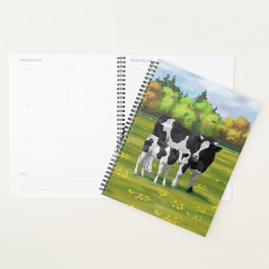 Holstein Koe & Cute Calf in zomerperiode Planner (Display)