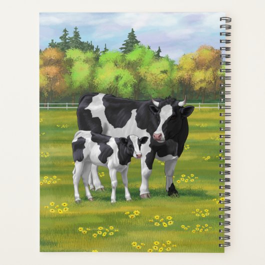 Holstein Koe & Cute Calf in zomerperiode Planner (Achterkant)
