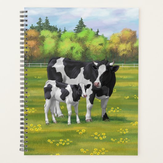 Holstein Koe & Cute Calf in zomerperiode Planner (Voorkant)