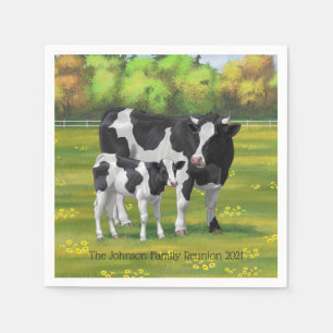 Holstein Koe & Cute Calf in zomerperiode Servet