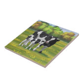 Holstein Koe & Cute Calf in zomerperiode Tegeltje (Zijkant)