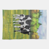 Holstein Koe & Cute Calf in zomerperiode Theedoek (Horizontaal)