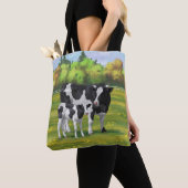 Holstein Koe & Cute Calf in zomerperiode Tote Bag (Dichtbij)