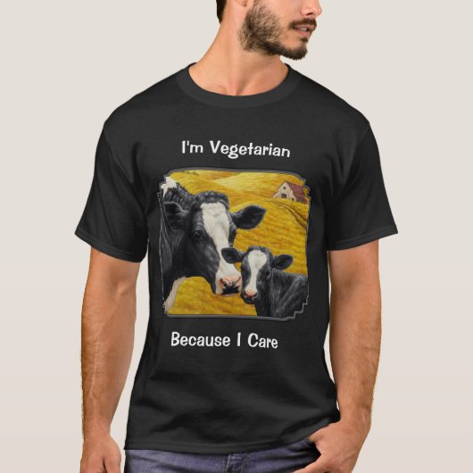 Holstein Koe en Calf Boerderij Vegetarian T-shirt (Voorkant)