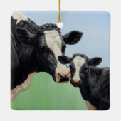 Holstein Koe en Calf Keramisch Ornament (Achterkant)