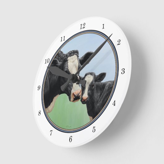 Holstein Koe en Calf Ronde Klok (Hoek)