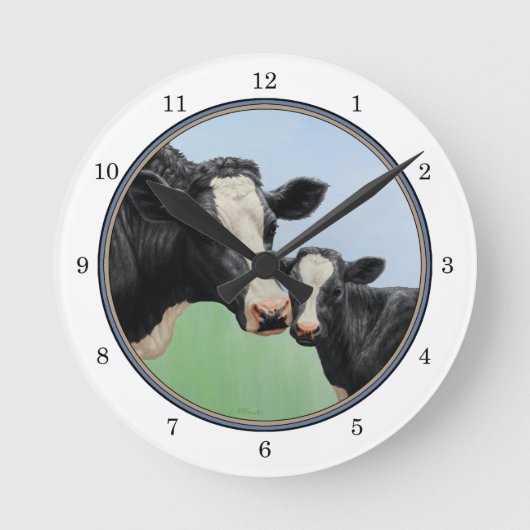 Holstein Koe en Calf Ronde Klok (Voorkant)