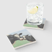 Holstein Koe en Calf Stenen Onderzetter (Zijkant)