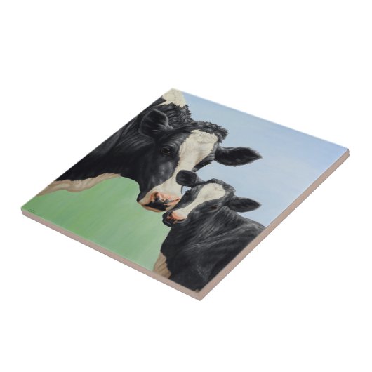 Holstein Koe en Calf Tegeltje (Zijkant)