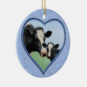 Holstein Koe en Cute Calf Blue Heart Keramisch Ornament (Rechts)