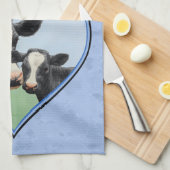 Holstein Koe en Cute Calf Blue Heart Theedoek (Quarter Fold)