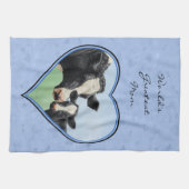 Holstein Koe en Cute Calf Blue Heart Theedoek (Horizontaal)