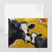 Holstein Koe en kalf met oude houthuur Briefkaart (Voorkant / Achterkant)