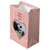 Holstein Koe en Kalf Roze Hart Medium Cadeauzakje (Voorkant Gekanteld)