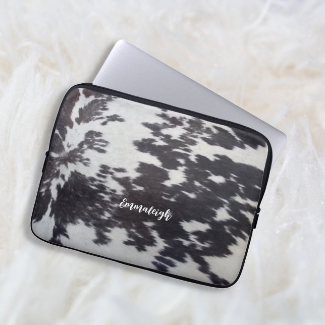 Holstein Koe Faux Leather Natural Kijk Laptop Sleeve (Creator heeft geüpload)