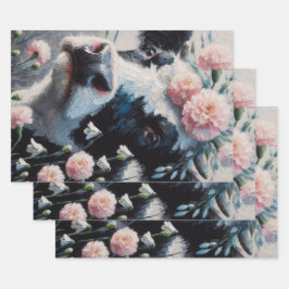 Holstein Koe in Bloemen Boerderij Boerderij Decoup Inpakpapier Vel