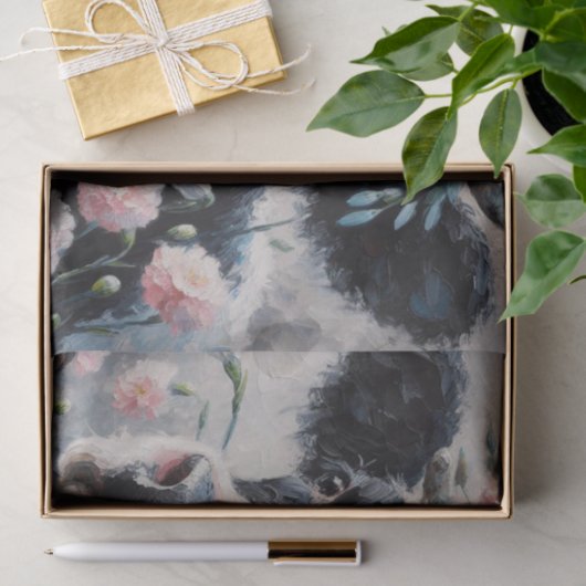 Holstein Koe in Bloemen Boerderij Boerderij Decoup Tissuepapier (Geschenk)