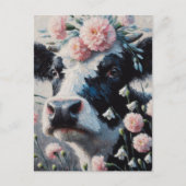 Holstein Koe in Bloemen Boerderij Boerderij Schild Briefkaart (Voorkant)