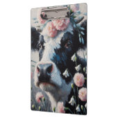 Holstein Koe in Bloemen Boerderij Boerderij Schild Klembord (Links)