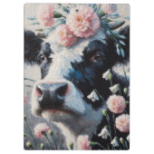 Holstein Koe in Bloemen Boerderij Boerderij Schild Klembord (Achterkant)